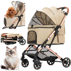 Kenyone medium dog stroller front view with lightweight aluminum frame for easy maneuverability