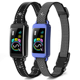 Keoge bark collar two-pack blue front view highlighting comfortable, adjustable fit.