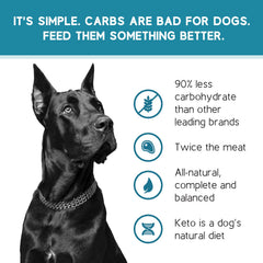Ketona chicken recipe dry dog food closeup emphasizes low carbohydrate nutrition