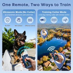 Ketwini ultrasonic bark deterrent illustration for collar-free training across the yard