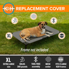 K&H Pet Cot Replacement Cover XL Gray easy install on existing frame.