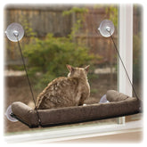 K&H EZ Mount Bolster Window Perch folded for compact storage in a sunny room
