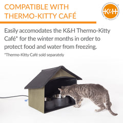 K&H Outdoor Kitty Dining Room olive assembly, no tools required for quick setup