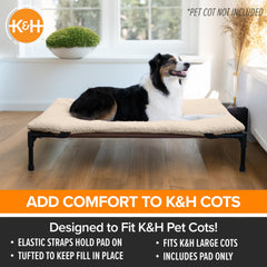 K&H Pet Products cot pad with fluffy fill delivers gentle support.