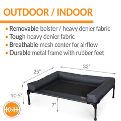 K&H Bolster Cot removable bolster enables quick conversion to standard cot