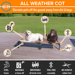 K&H cooling mesh dog cot features quick-drying all-weather performance
