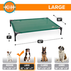 K&H Outdoor Elevated Dog Bed metal frame demonstrates sturdy support for large dogs