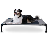 K&H Outdoor Elevated Dog Cot with mesh center keeps large dogs cool outdoors.
