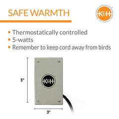 K&H Snuggle-Up Bird Warmer close-up showing safe 12-volt heat in use