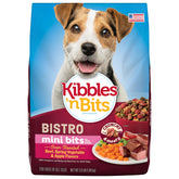 Kibbles 'n Bits Bistro Mini Bits bag front, easy-serving portions for small breeds.