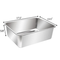 Kichwit stainless steel cat litter box top view shows non-stick interior surface.
