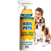 KIDS 'N' PETS Instant Stain & Odor Remover bottle pour shows easy application and odor neutralization.