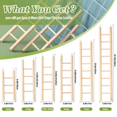 Kigeli six-size wood ladder set helps tailor enrichment for various birds.
