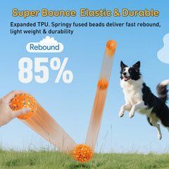 Kimee dog balls float on water for splashy play and quick recovery.