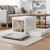 KindTail PAWD crate assembled showing sturdy indoor confinement for small to medium dogs.
