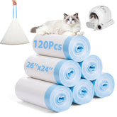 Kineglow robot-compatible litter bags for leak-proof disposal.