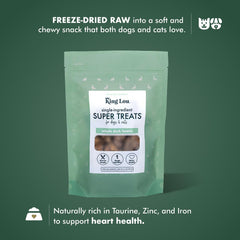 Nutrition label highlights taurine, zinc, and iron in King Lou duck hearts.