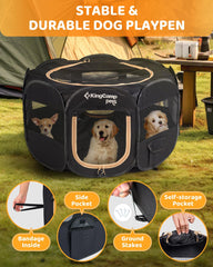 KingCamp dog playpen durable 600D Oxford fabric for long-lasting use.