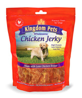 Kingdom Pets chicken jerky bag 3lb showing resealable pack ideal for training rewards