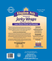 Kingdom Pets Filler Free Chicken Jerky Wraps close-up shows chewy texture dogs love for training