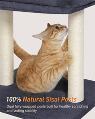 KinoTail cat tree stable base ensures wobble-free play and lounging.
