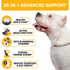 Kinpur Dog Multivitamin Chews digestive enzymes label for gut comfort.
