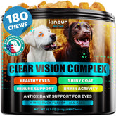 Kinpur Eye Vitamins bottle label highlights 180 soft chews for eye health