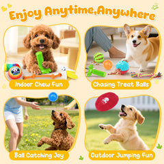 KIPRITII dog toys set with 3 rubber chew toys for gum-safe chewing and teething support.
