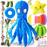 KIPRITII nine-pack octopus squeaky toy sparks curious play for small dogs.