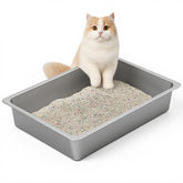 Kirecoo open-top stainless steel litter box for easy entry and quick cleaning.
