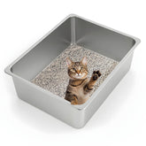 Kirecoo XL stainless steel litter box with open top for easy entry