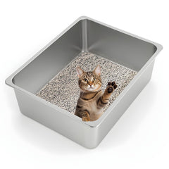 Kirecoo XL stainless steel litter box with open top for easy entry