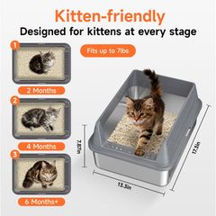 KISENG litter box with high sides reduces mess and protects floors.