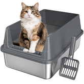KISENG stainless steel litter box with open top for easy access and cleaning.