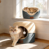 KISIMUY cat cave bed 2-in-1 provides a cozy hideaway for calm naps.