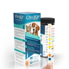 KIT4CAT CheckUp strips 50-pack box for at-home pet health monitoring.