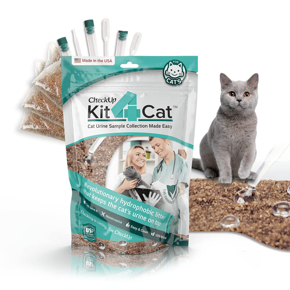 KIT4CAT hydrophobic litter top view showing urine resting on sand for easy collection.