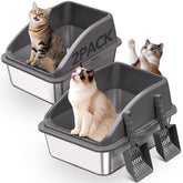 KITCATY 2-pack stainless steel litter boxes with lids for tidy homes