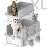 KitCaty 2Pack stainless steel litter box XL keeps large cats comfortable and odors minimized.