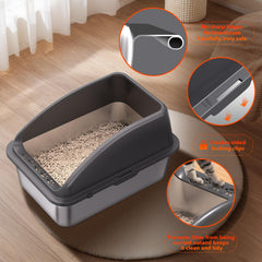 KITCATY 20-inch stainless steel litter box showing dimensions