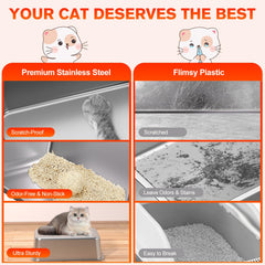 KITCATY stainless steel litter box with leak-proof design