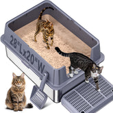KITCATY XXL stainless steel litter box front view showing ample interior space for large cats