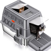 KITCATY XXXL stainless steel litter box with lid, spacious interior for large cats