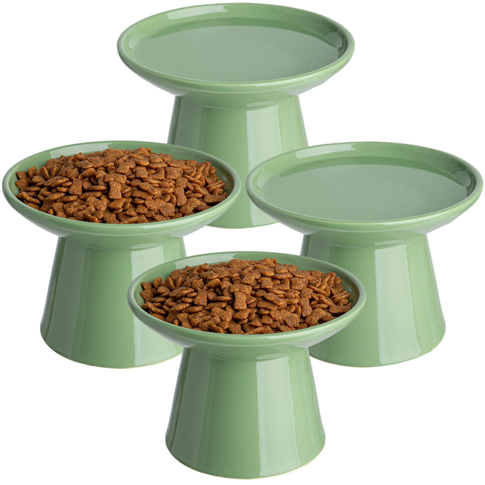 KitchenLestar six-point-two-inch extra-wide elevated cat bowls for easy whisker-friendly meals.