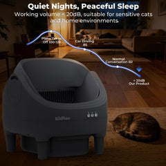 KITPLUS safety anti-pinch feature protects cats during automatic cleaning.