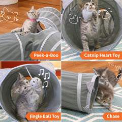 Kitty City cat tunnel peek highlights a cozy hiding spot for quick pounces.