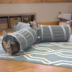Kitty City cat tunnel sturdy stand emphasizes stability during play.