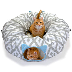 Kitty City Large Cat Tunnel Bed in action, perfect for active play and cozy naps.