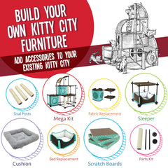 Kitty City Mega Kit: multi-cat play area ready for exploration.