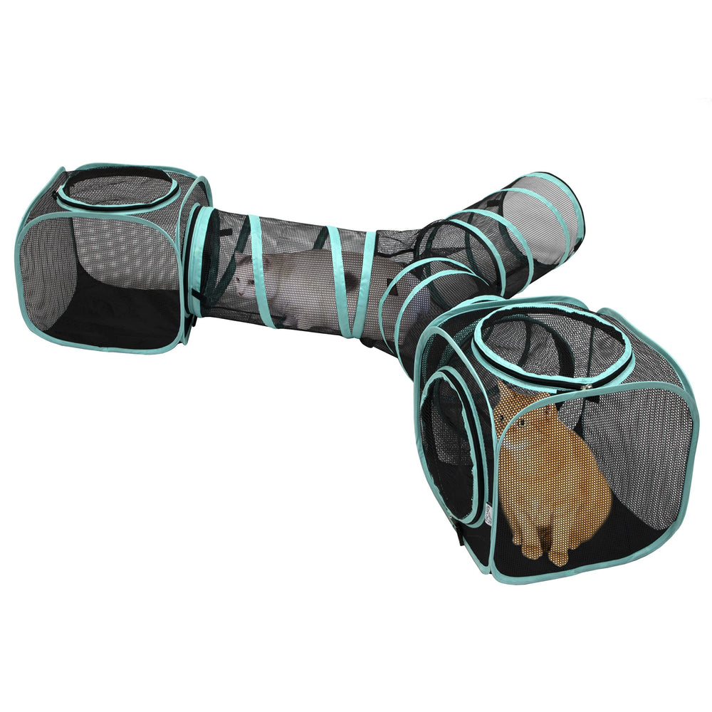 Kitty City three-way tunnel ready for outdoor exploration and safe play.